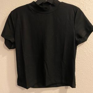 Black Mock Neck Crop